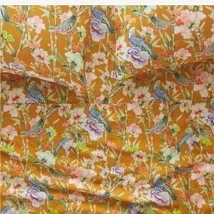 Anthropologie Organic Sateen Floral Bird Print King sheet set